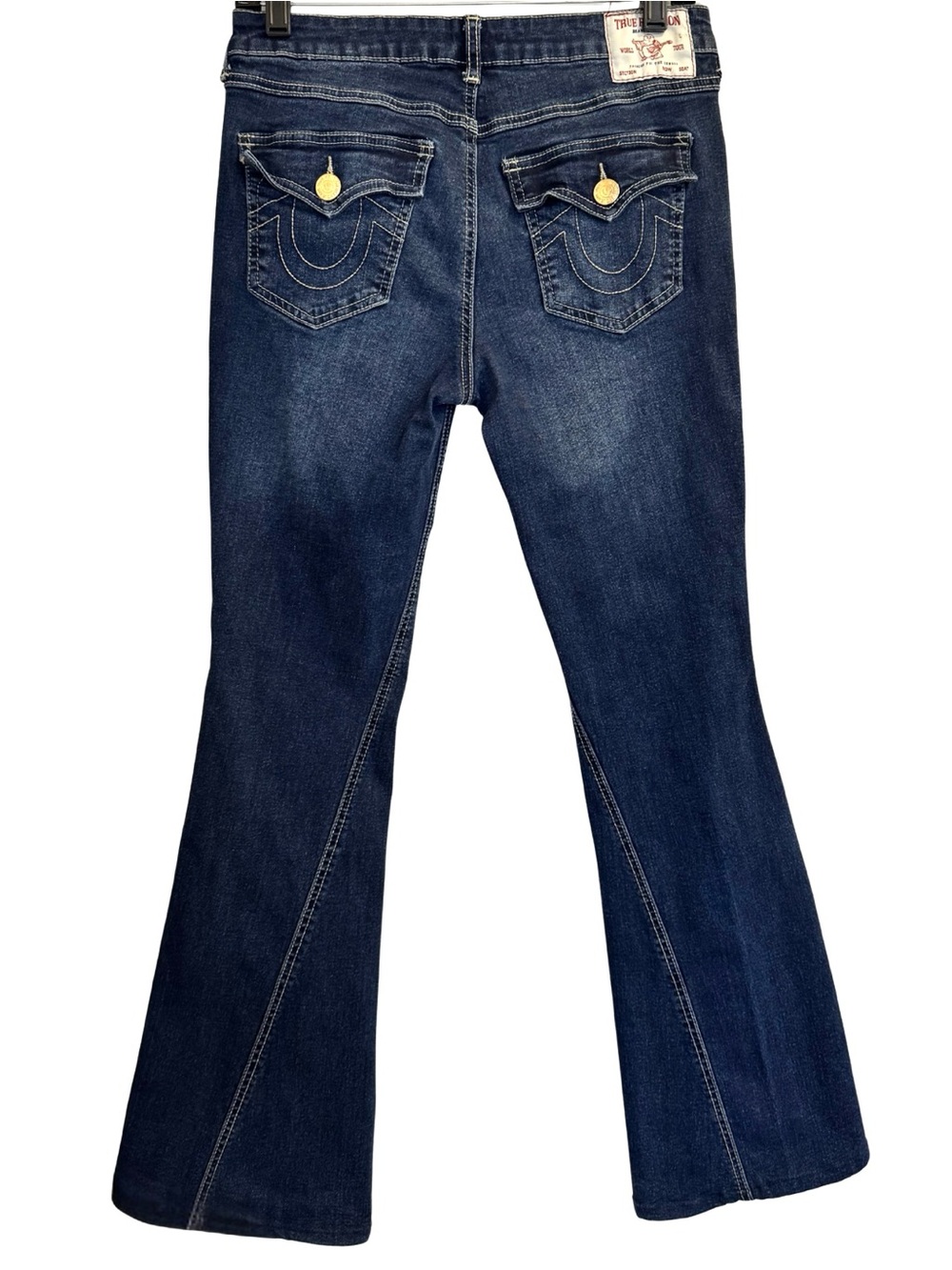 True Religion Joey Flare Jeans Size 28 Dark Wash Stretch Low Rise Y2K